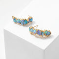 Raw Opal Half Hoop Cluster Earrings