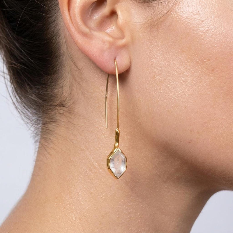 Edgy Raw Herkimer Diamond Drop Earrings