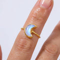 Moon Shaped Rainbow Raw Moonstone Ring