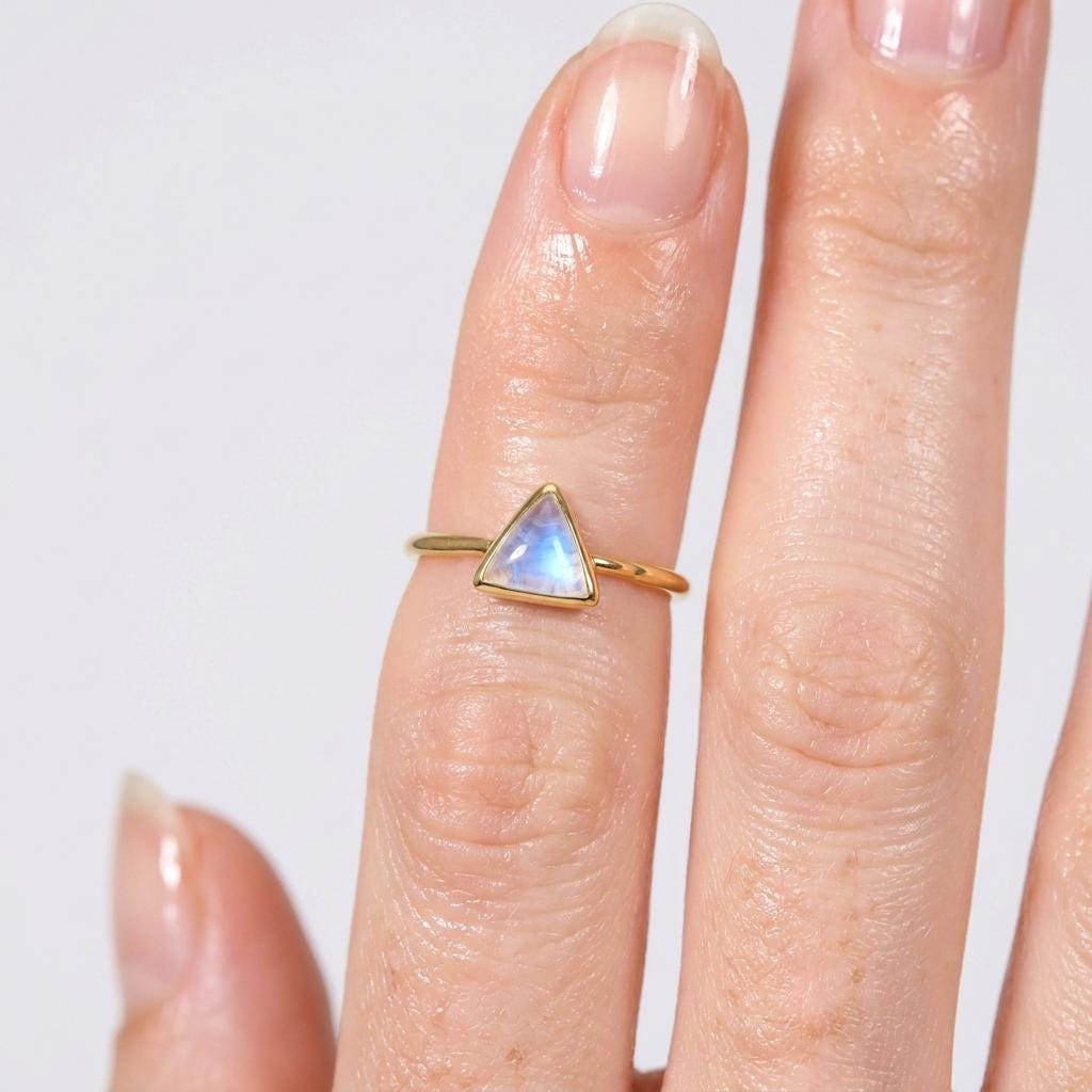 Triangle Moonstone Ring