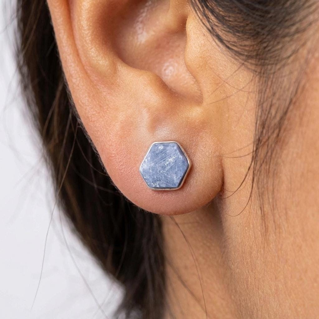 Large Raw Sapphire Stud Earrings