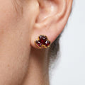 Dainty Raw Triple Garnet Cluster Stud Earrings
