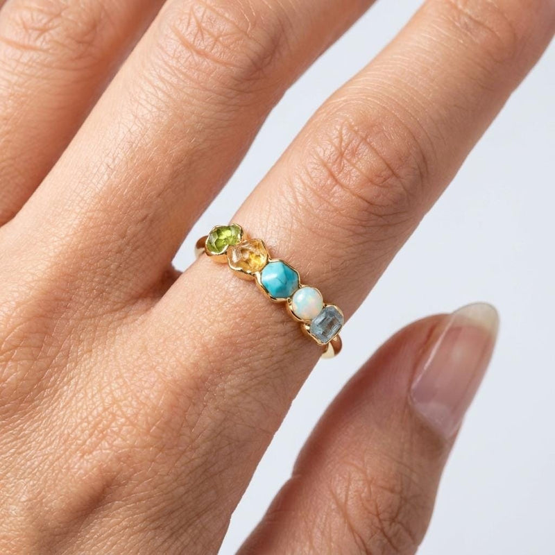 Custom Raw Birthstone Cluster Mothers Ring