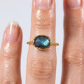 Rainbow Labradorite Ring in Rosecut