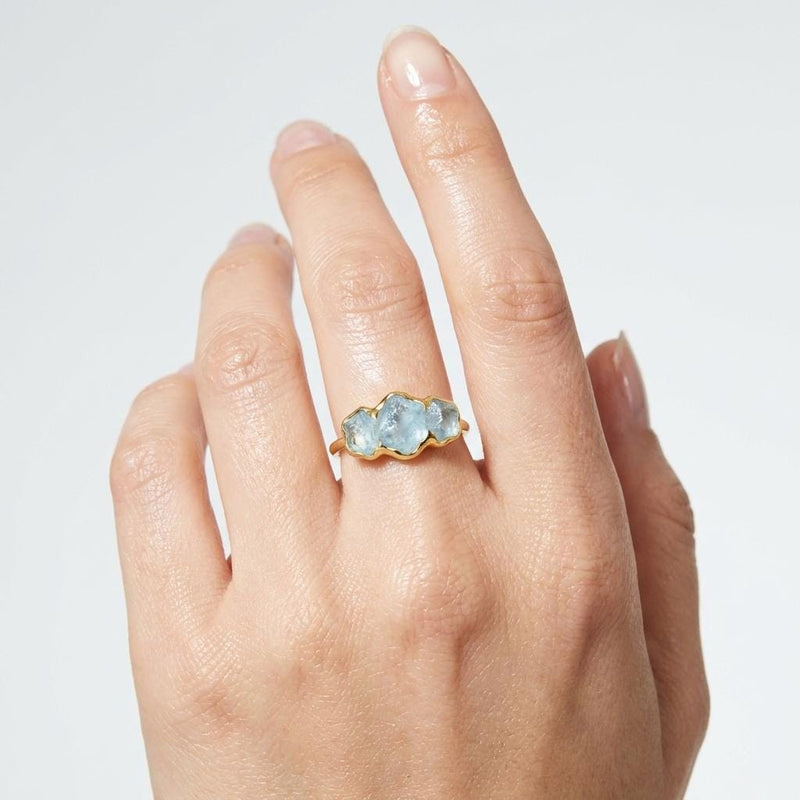 Triple Raw Aquamarine Ring