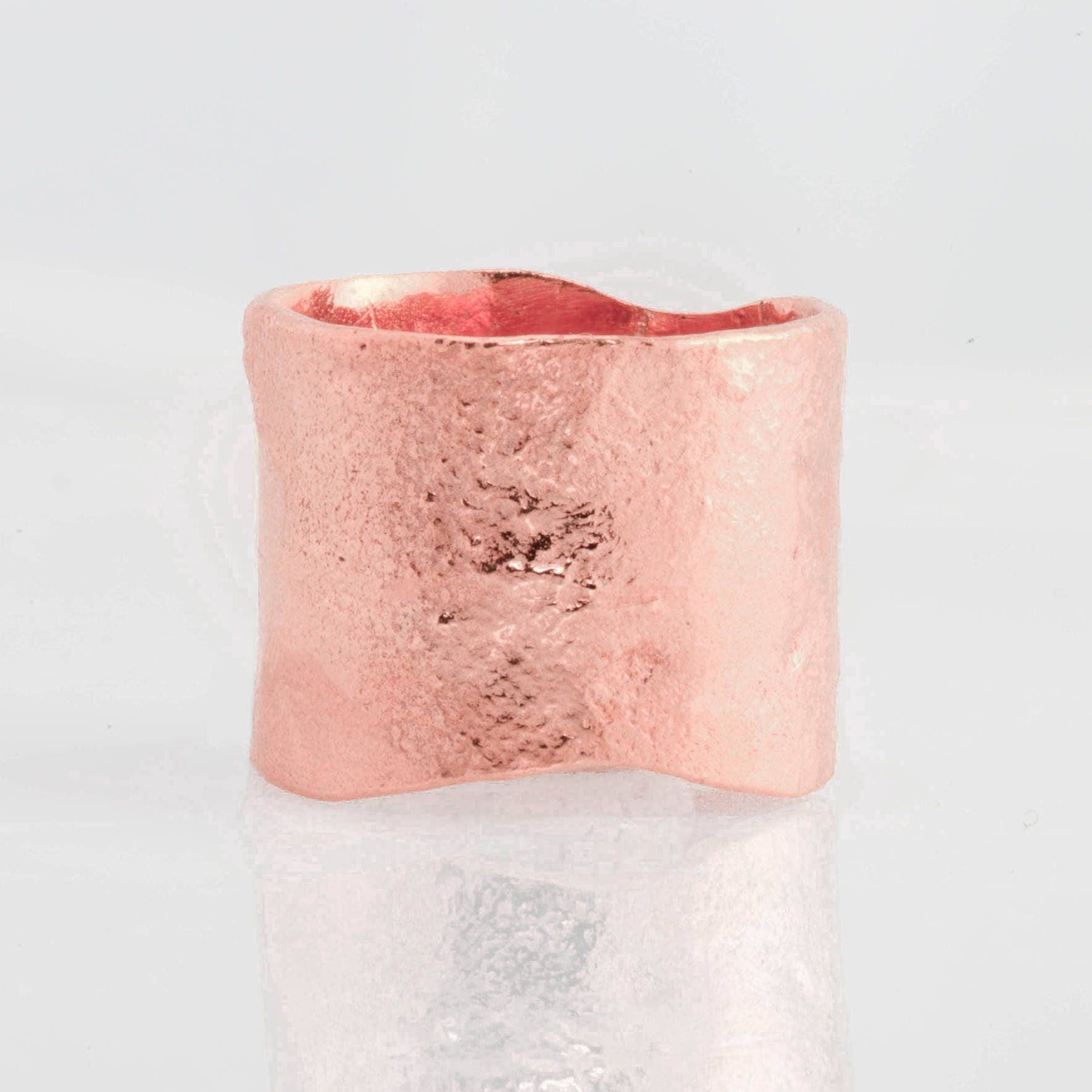 Sterling Silver Textured Extra Wide Ring in Semi-Polished, view 2 of 9