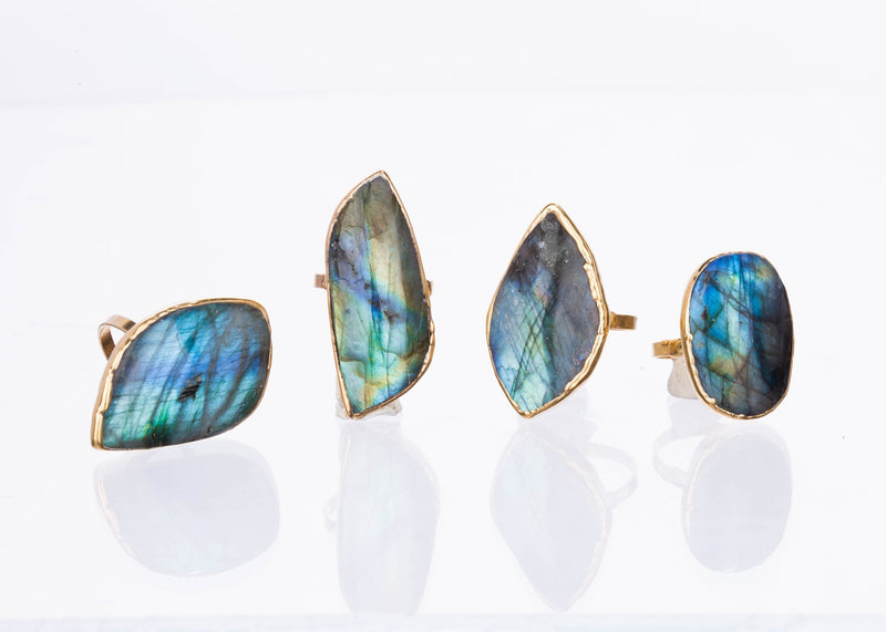Statement Raw Labradorite Ring, view 2 of 10