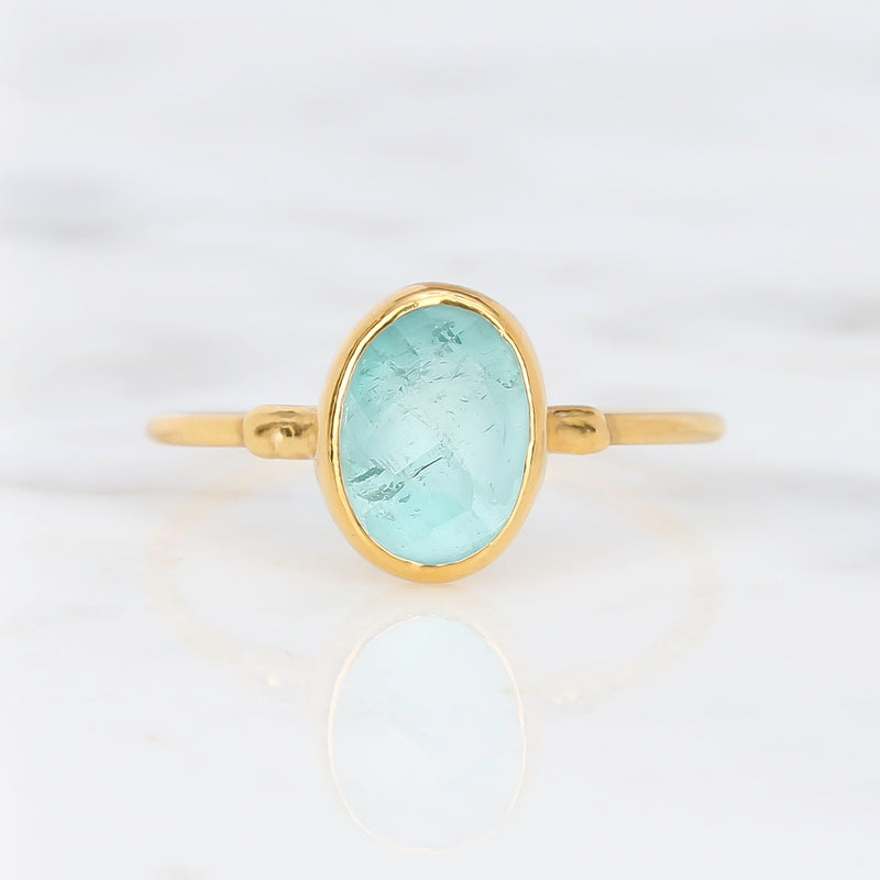 Oval Rosecut Raw Aquamarine Ring, view 2 of 6
