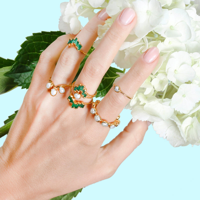 Art Deco Witchy Raw Panjshir Emerald Ring, view 2 of 10