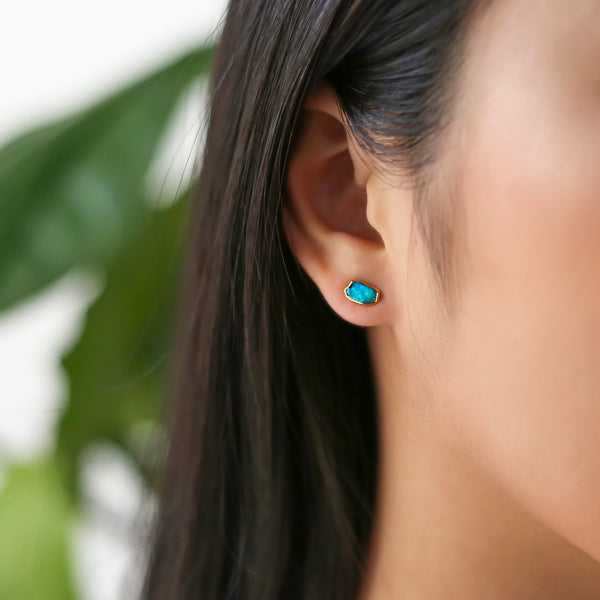 Dainty Raw Australian Opal Stud Earrings