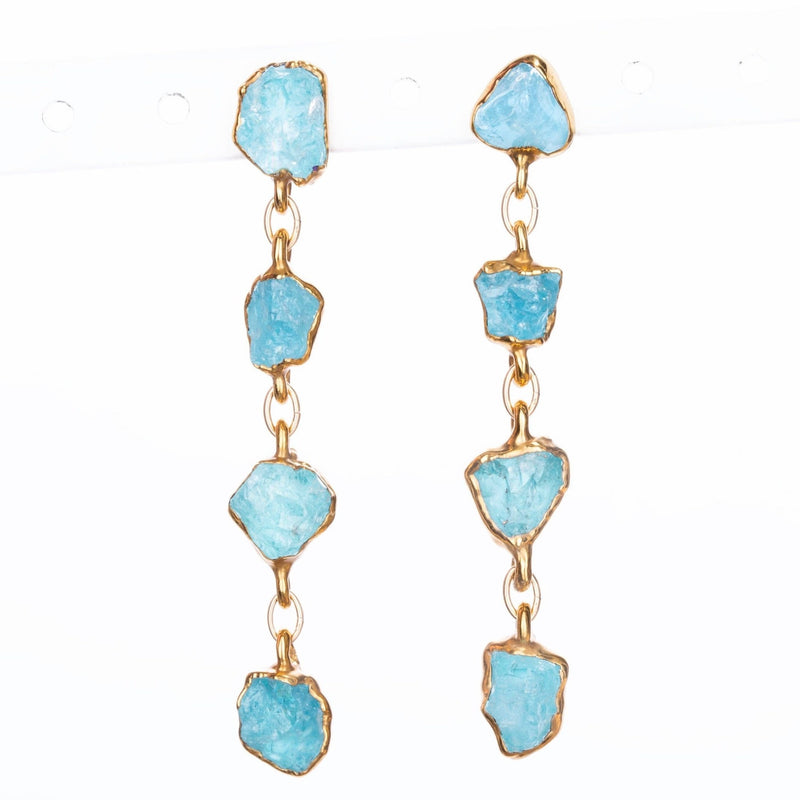 Raw Cascading Waterfall Aquamarine Earrings, view 2 of 6
