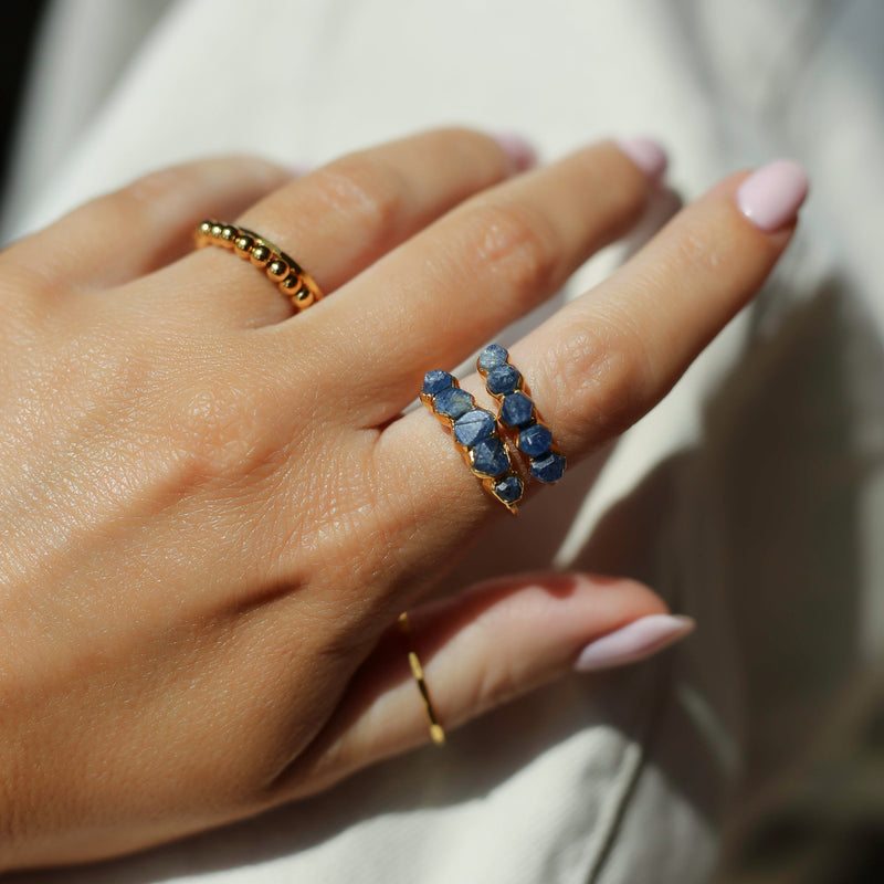 Raw Sterling Silver Eternity Sapphire Ring, view 2 of 9