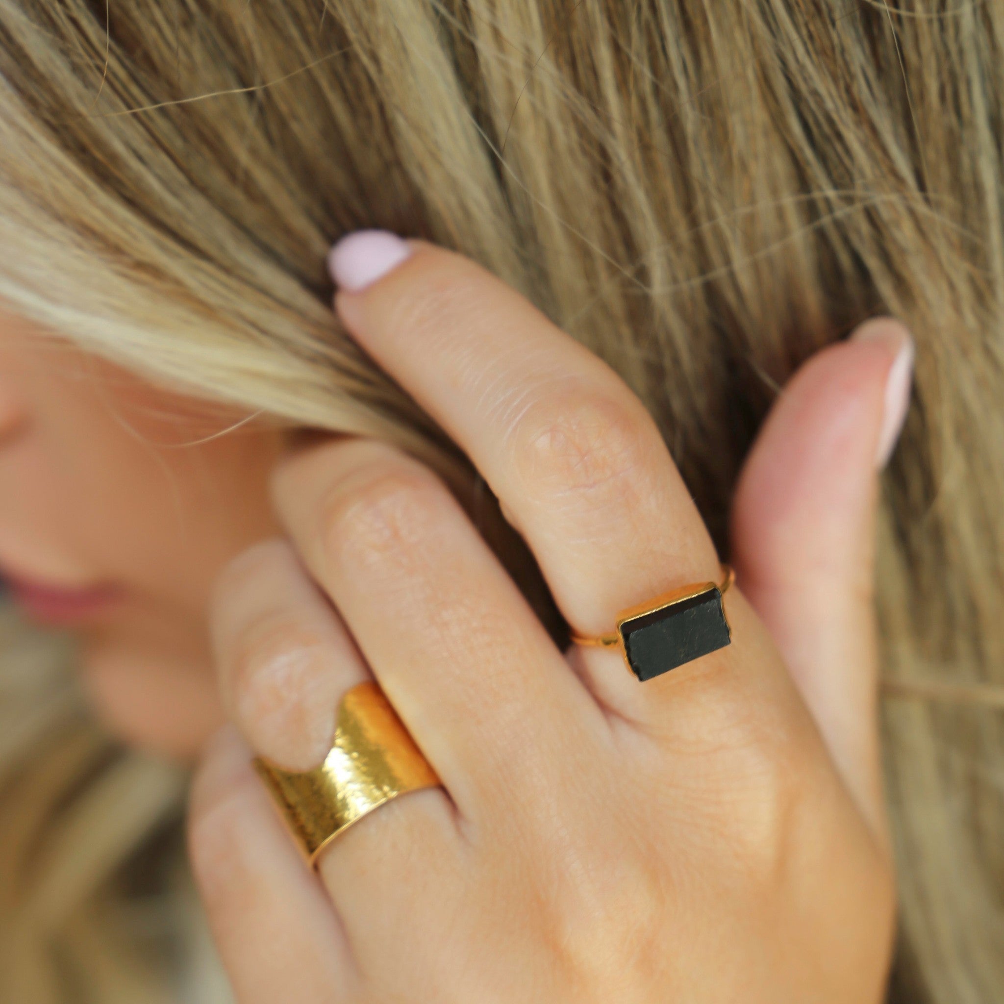 Raw Black Onyx Ring, view 2 of 8