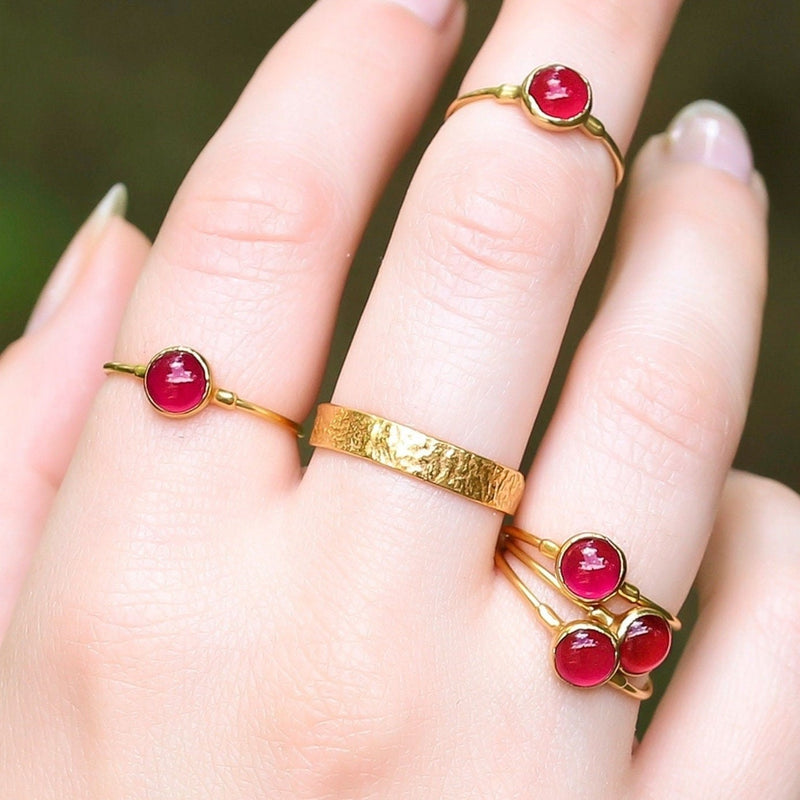 Dainty Ruby Ring in 24k gold dip, view 2 of 10
