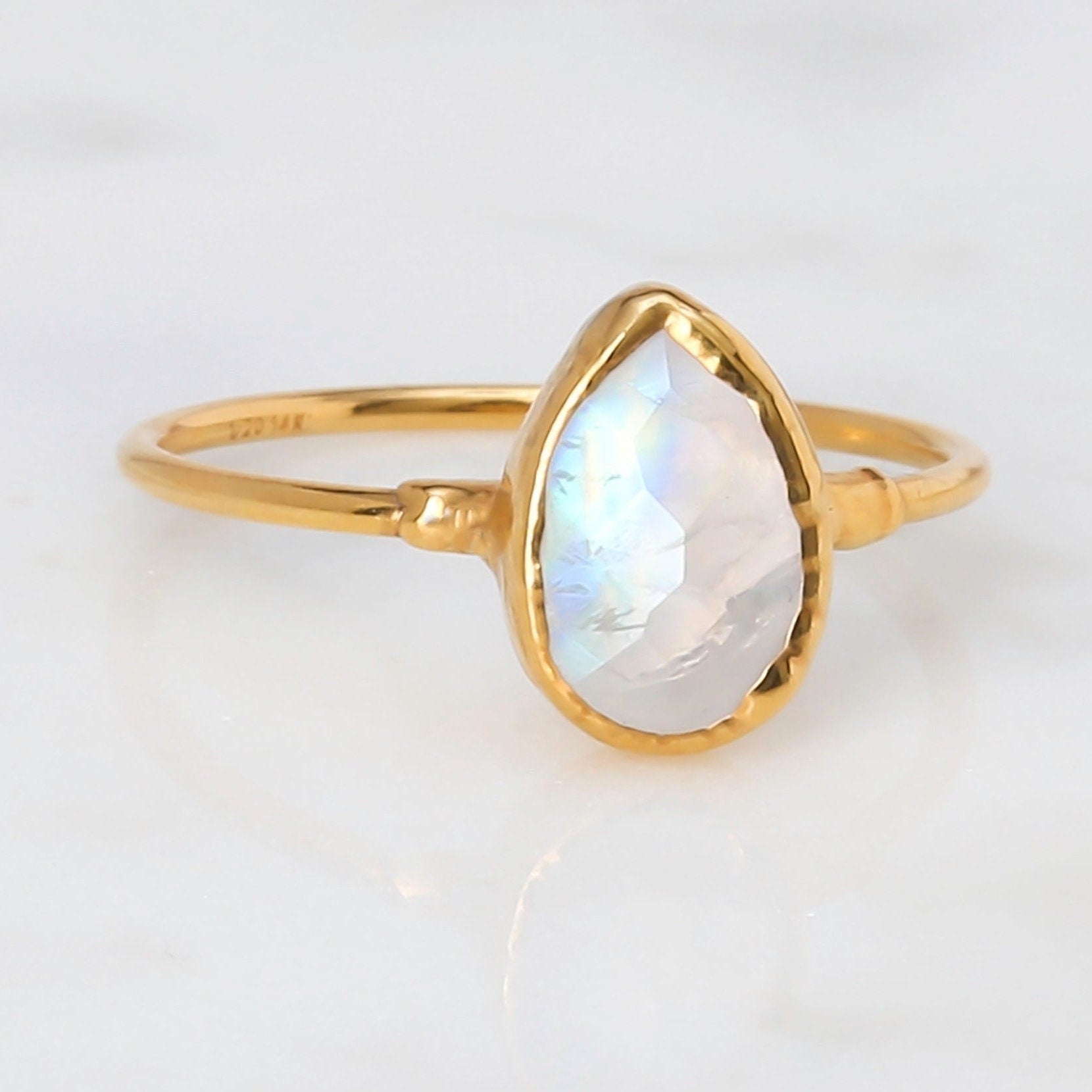Rain Drop Moonstone Ring in Yellow Gold, view 2 of 14