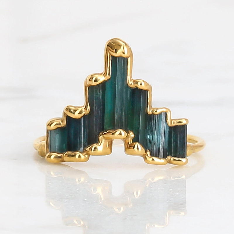Art Deco Witchy Blue Tourmaline Ring, view 2 of 9