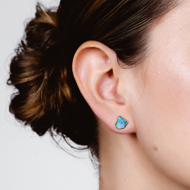 Large Raw Australian Opal Stud Earrings, view 2 of 15