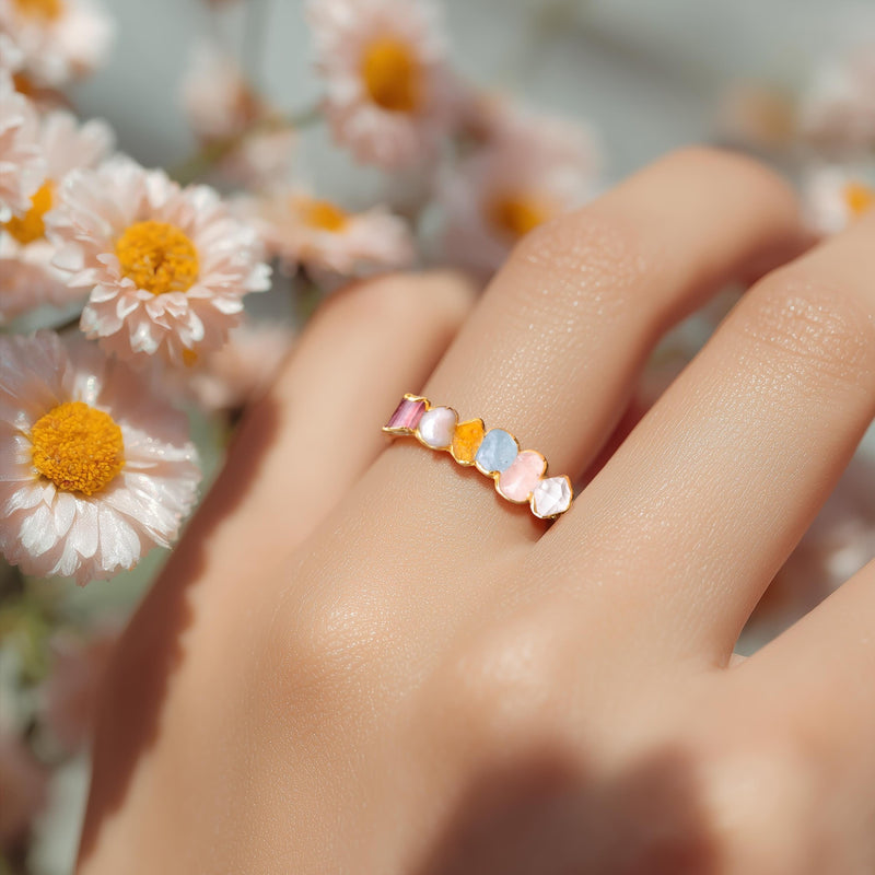 Custom Raw Birthstone Cluster Mothers Ring, view 19 of 20