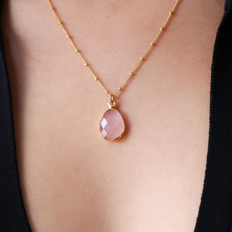 Chunky Rose Quartz Necklace, view 3 of 8