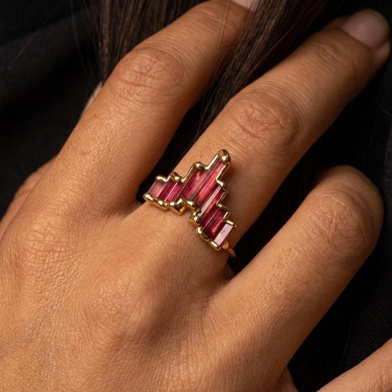 Art Deco Pink Tourmaline Ring, view 6 of 10