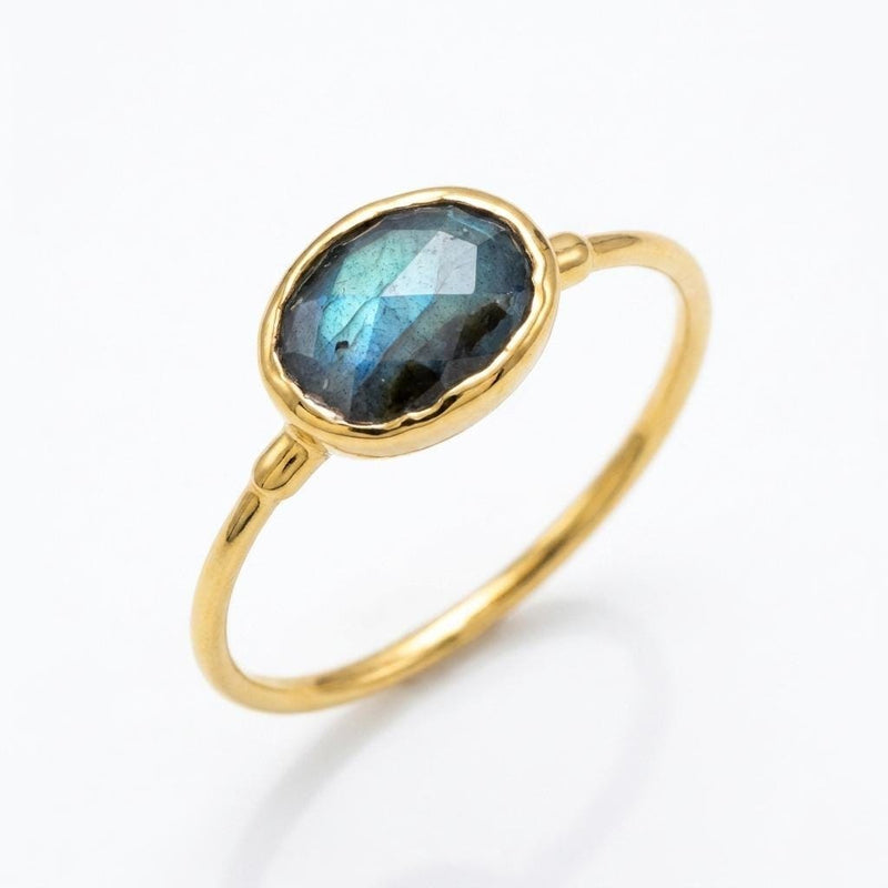 Rainbow Labradorite Ring in Rosecut, view 2 of 20
