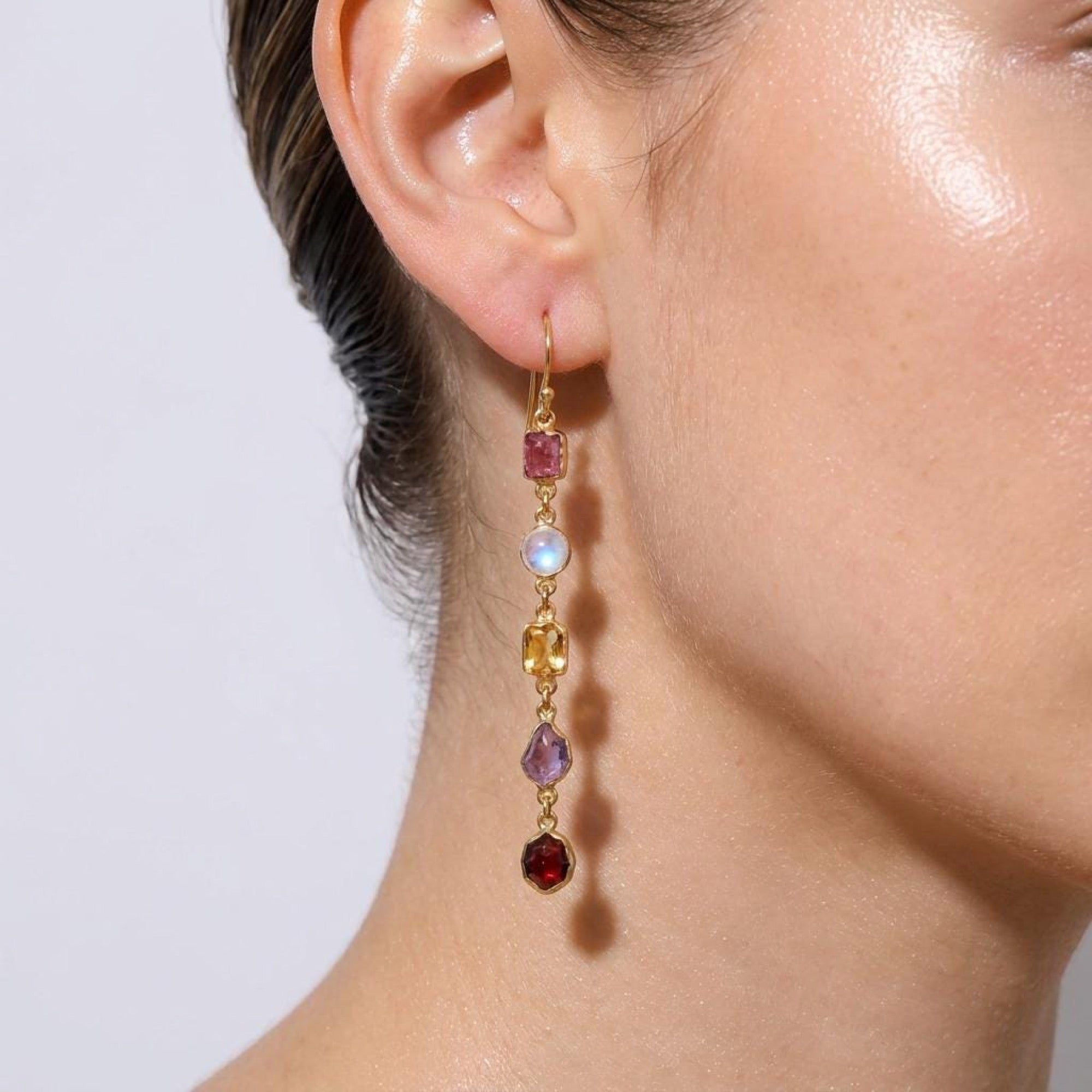 Custom Raw Birthstone Drop Earrings, view 2 of 10