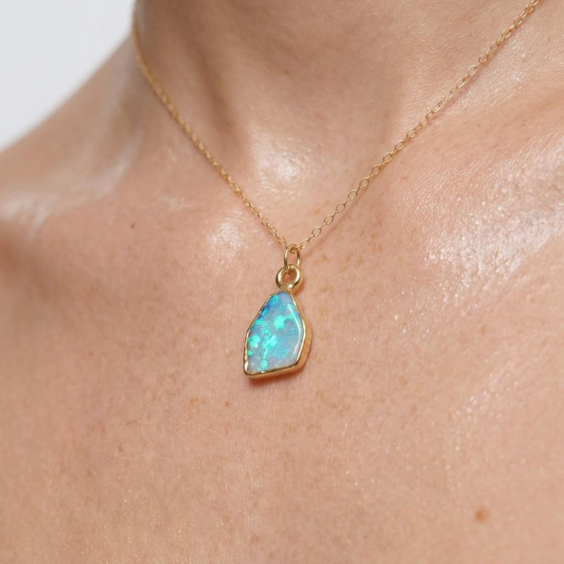 Raw Gold Fire Opal Necklace, view 2 of 12