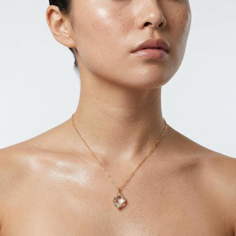 Raw Herkimer Diamond Statement Necklace in gold-filled, view 2 of 13