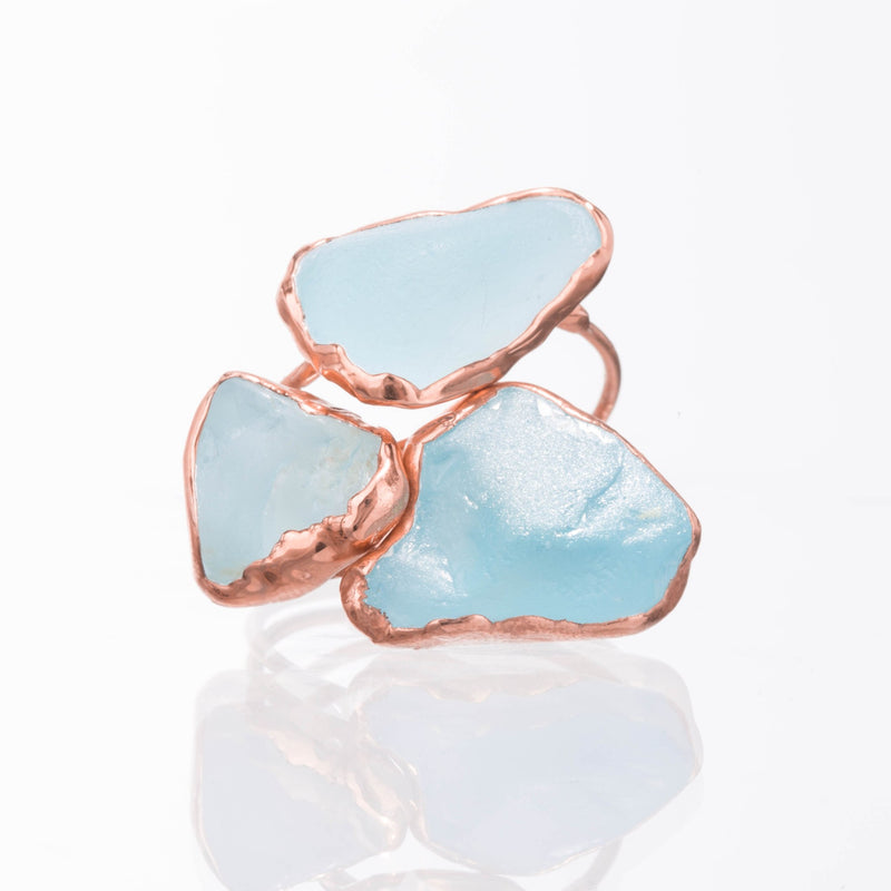 Large Raw Sky Blue Topaz Statement Ring, view 3 of 9