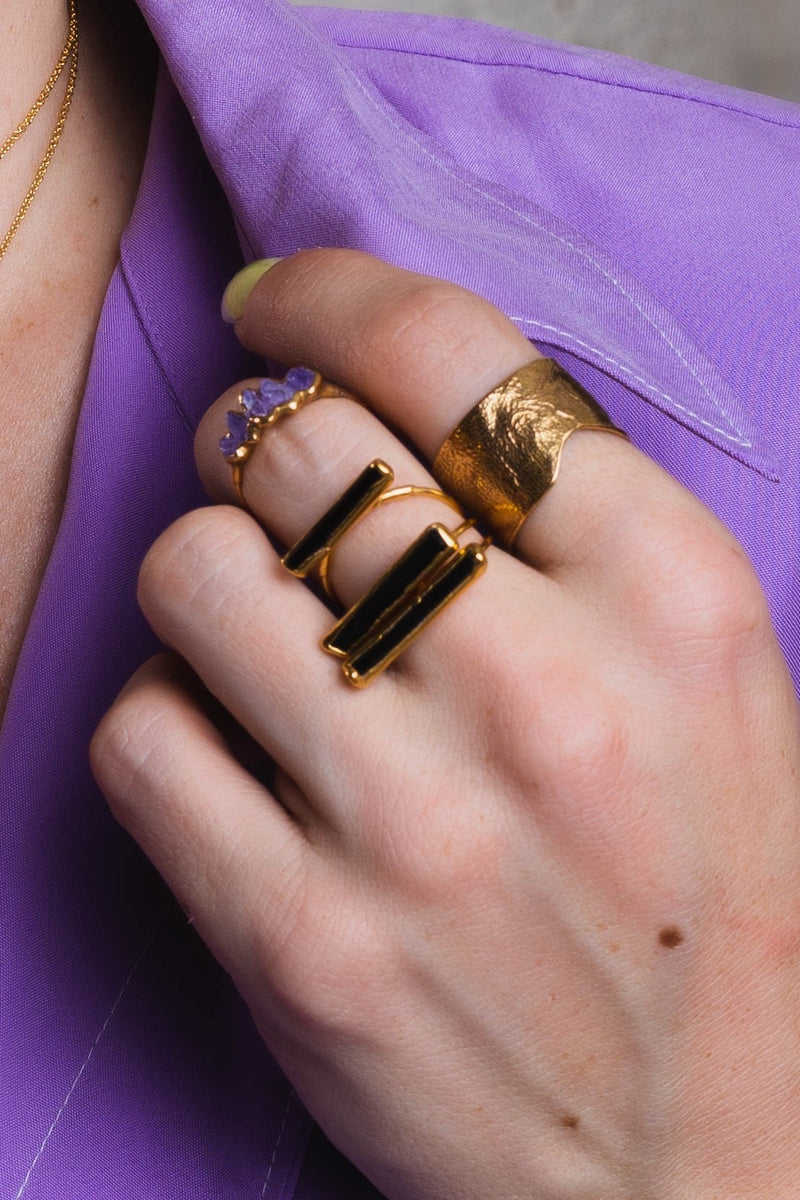 Textured Extra Wide Ring in in Semi-Polished Finish, view 3 of 9