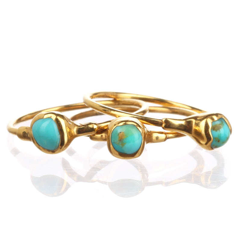Dainty Raw Turquoise Ring in Yellow Gold, view 3 of 9