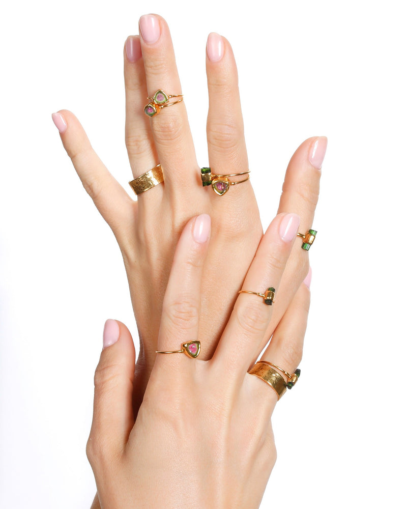 Raw Watermelon Tourmaline Slice Ring, view 3 of 8