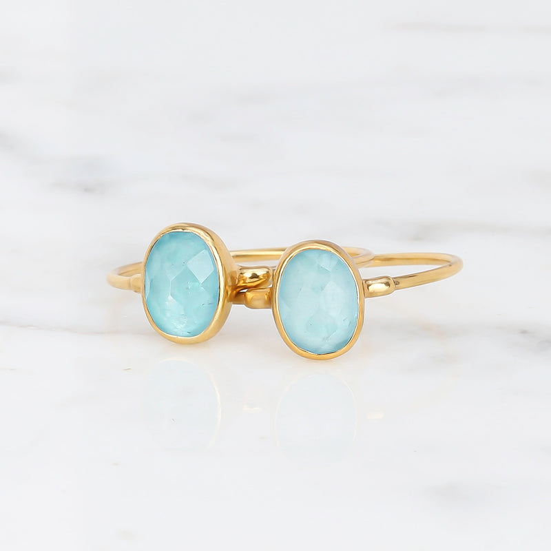 Oval Rosecut Raw Aquamarine Ring, view 3 of 6