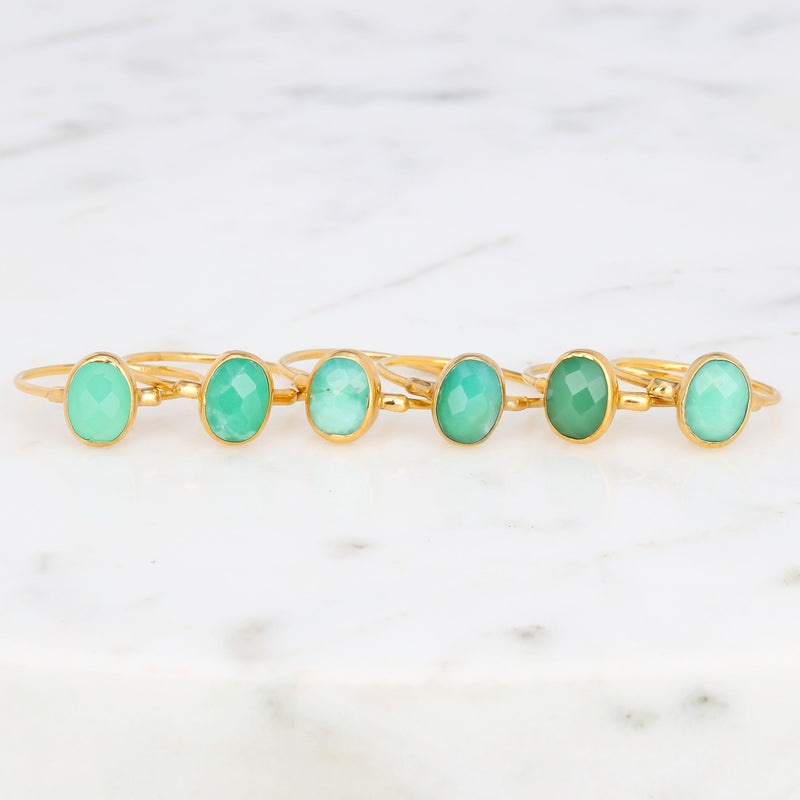 Jade Oval Rosecut Raw Chrysoprase Ring, view 3 of 5