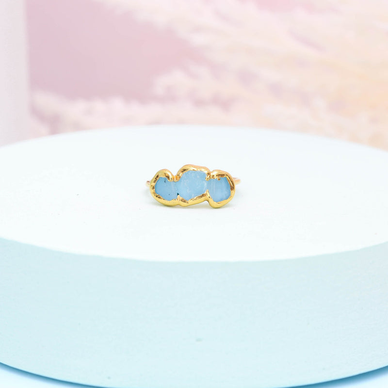 Triple Raw Aquamarine Ring, view 3 of 8