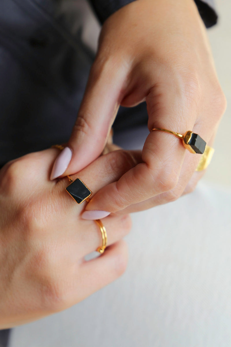 Raw Black Onyx Ring, view 3 of 8
