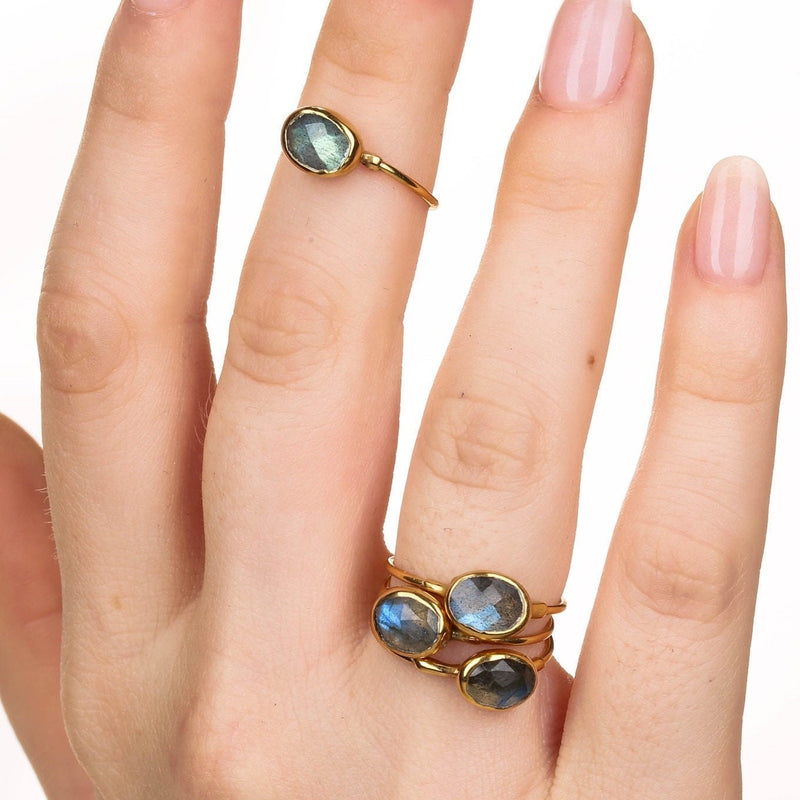 Rainbow Labradorite Ring in Rosecut, view 3 of 20