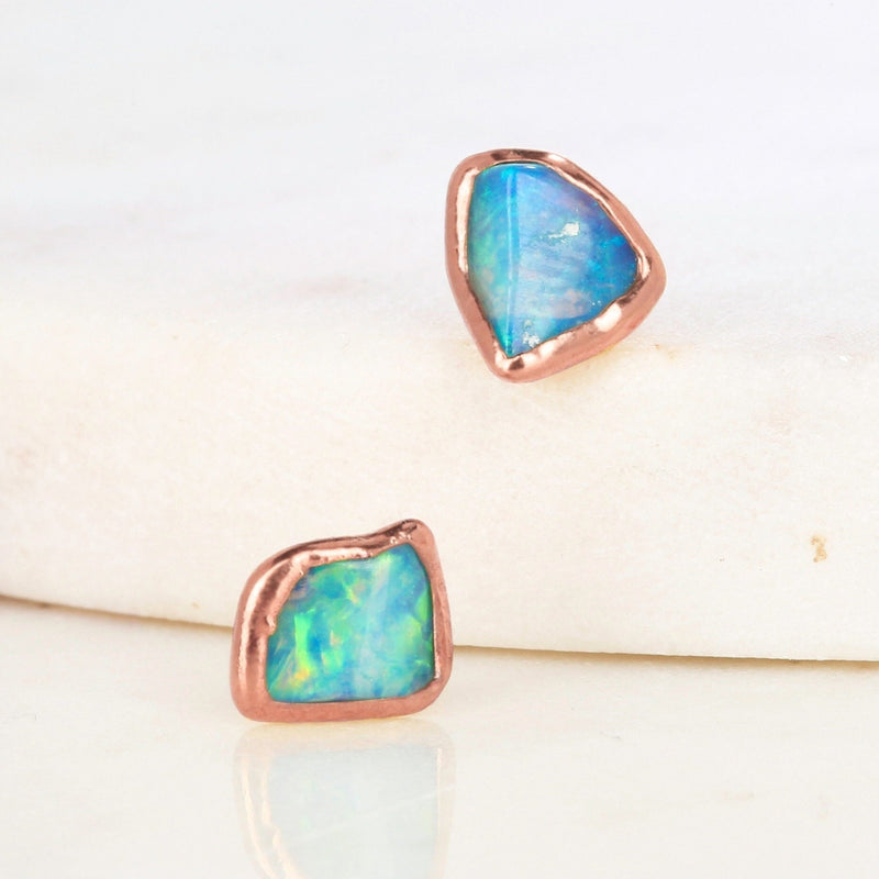 Dainty Raw Australian Opal Stud Earrings, view 4 of 9