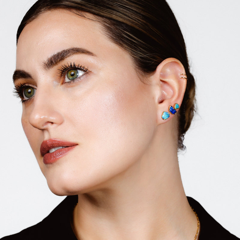 Large Raw Australian Opal Stud Earrings, view 3 of 15