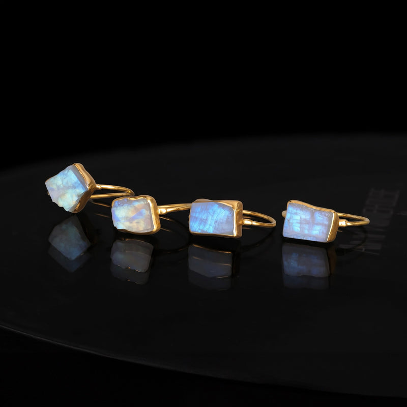 Rainbow Raw Moonstone Ring, view 3 of 9