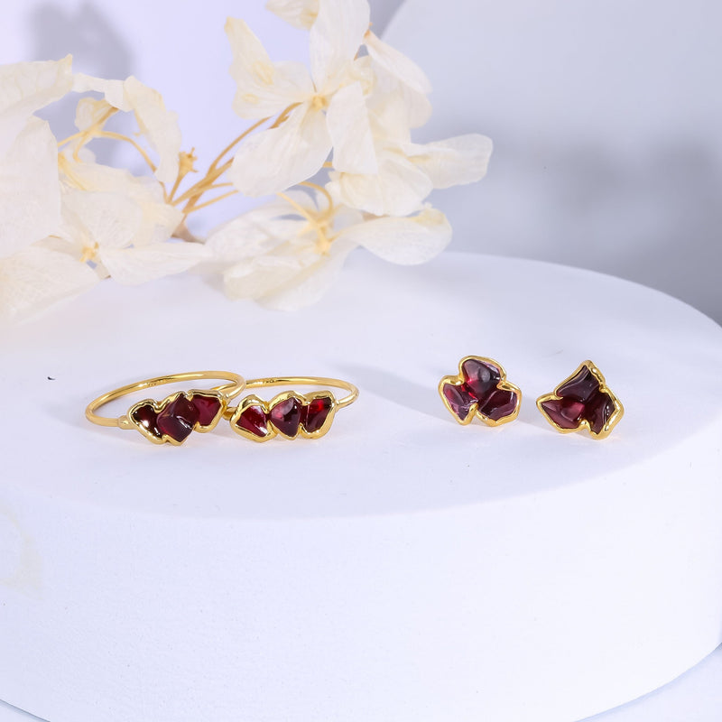 Triple Raw Garnet Ring, view 3 of 7