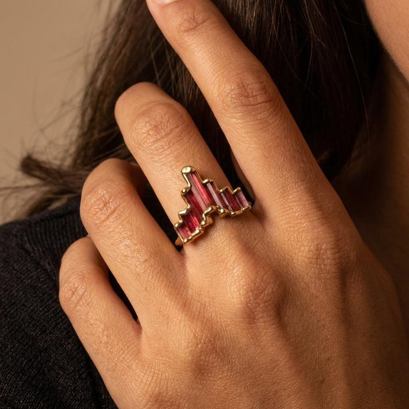 Art Deco Pink Tourmaline Ring, view 7 of 10