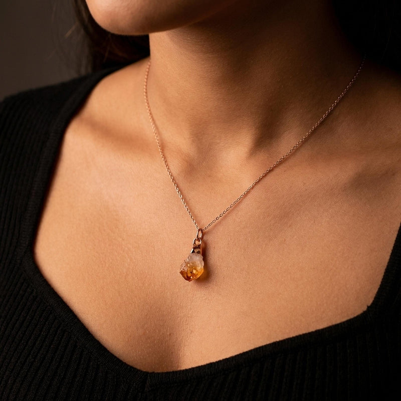 Large Raw Citrine Necklace, view 3 of 12