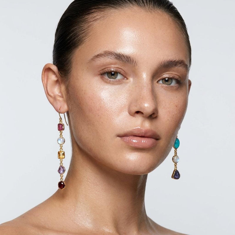 Custom Raw Birthstone Drop Earrings, view 3 of 10
