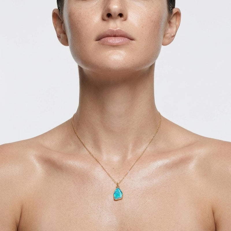 Raw Gold Fire Opal Necklace, view 3 of 12