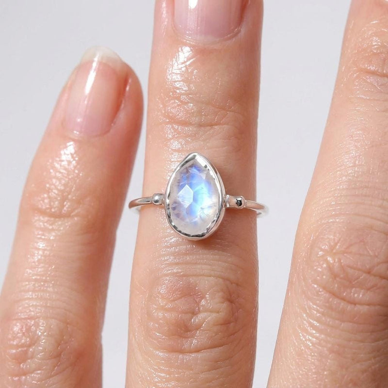 Rain Drop Moonstone Ring in Yellow Gold, view 3 of 14