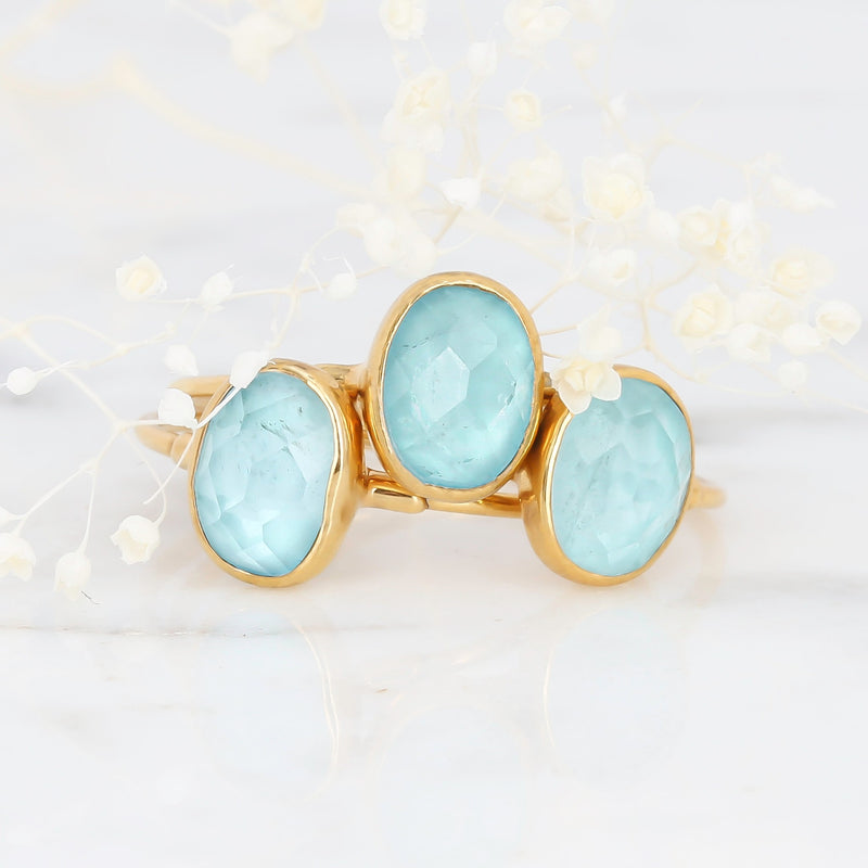 Oval Rosecut Raw Aquamarine Ring, view 4 of 6