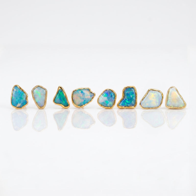 Mismatched Raw Opal Stud Earrings, view 5