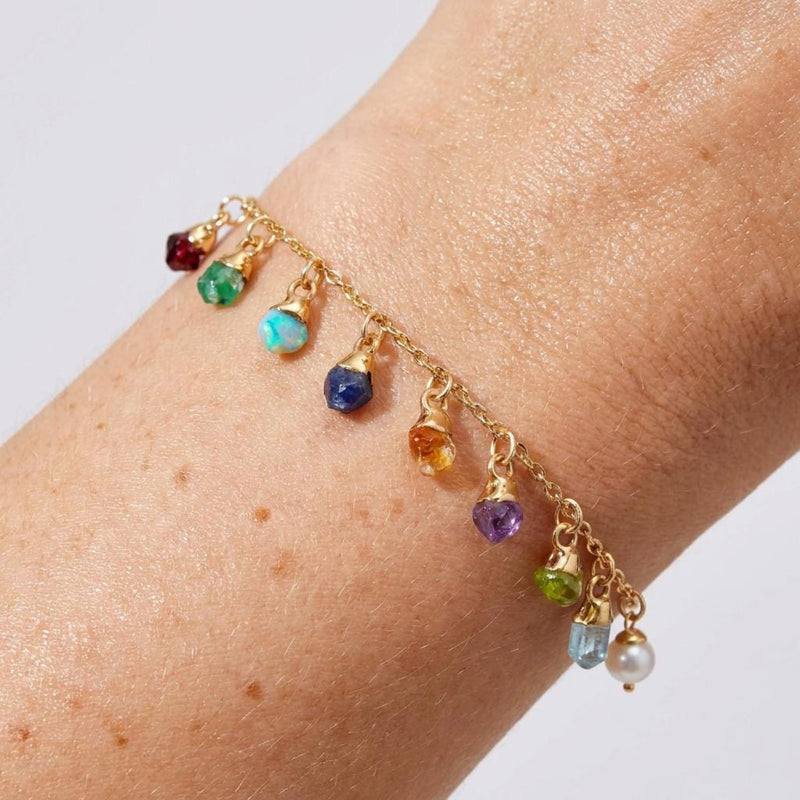 Custom Raw Birthstone Charm Bracelet, view 4 of 10
