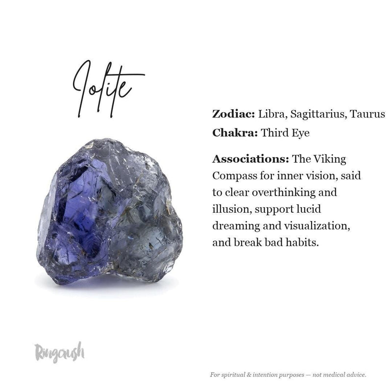 Raw Iolite Ring in 24k gold dip, view 4 of 7